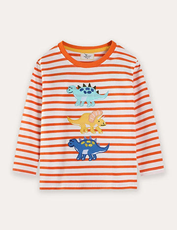 Dinosaur Applique Long Sleeve T-Shirt